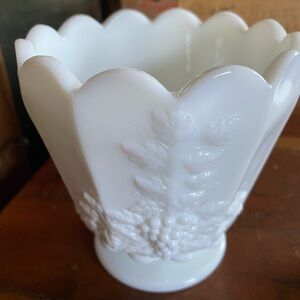 Vintage Westmoreland Paneled Grape Milk Glass Jardiniere or Vase